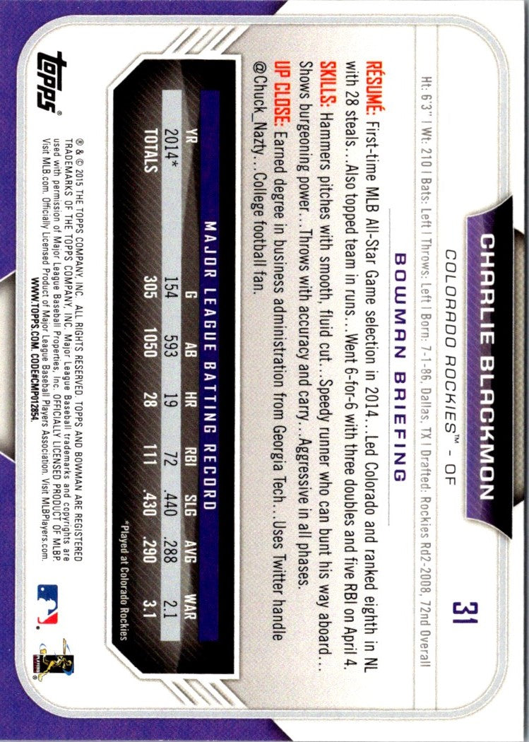 2015 Bowman Charlie Blackmon