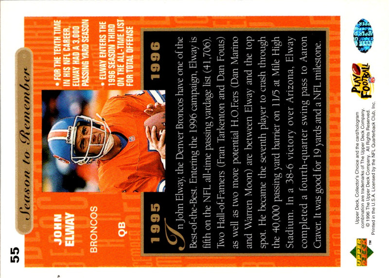 1996 Collector's Choice Season to Remember Blow-ups John Elway
