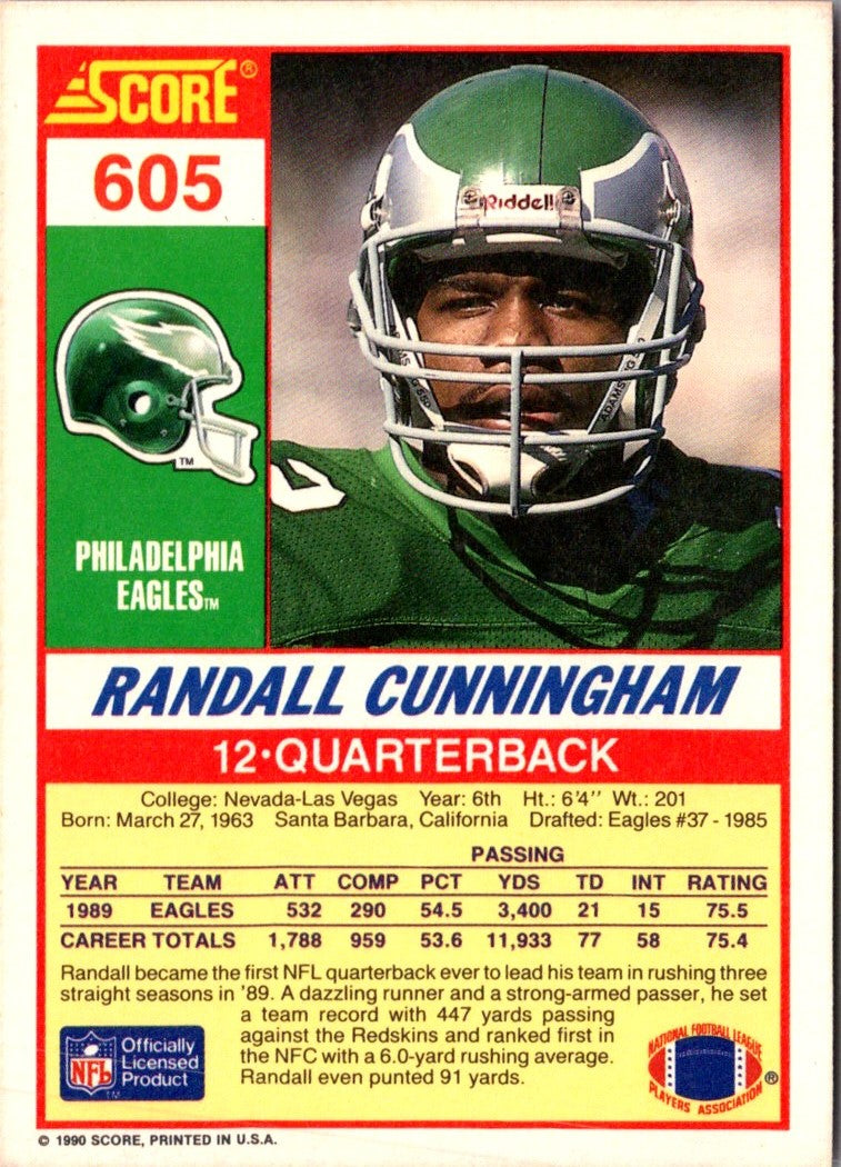 1990 Score Randall Cunningham