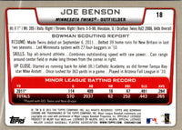 2012 Bowman Chrome Joe Benson #18 Rookie