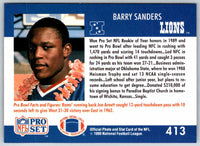 1990 Proset Barry Sanders #413 Rookie