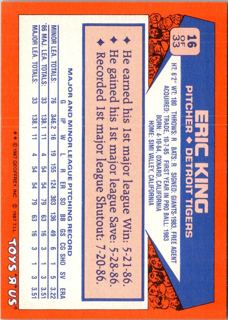 1987 Topps Toys'R'Us Rookies Eric King