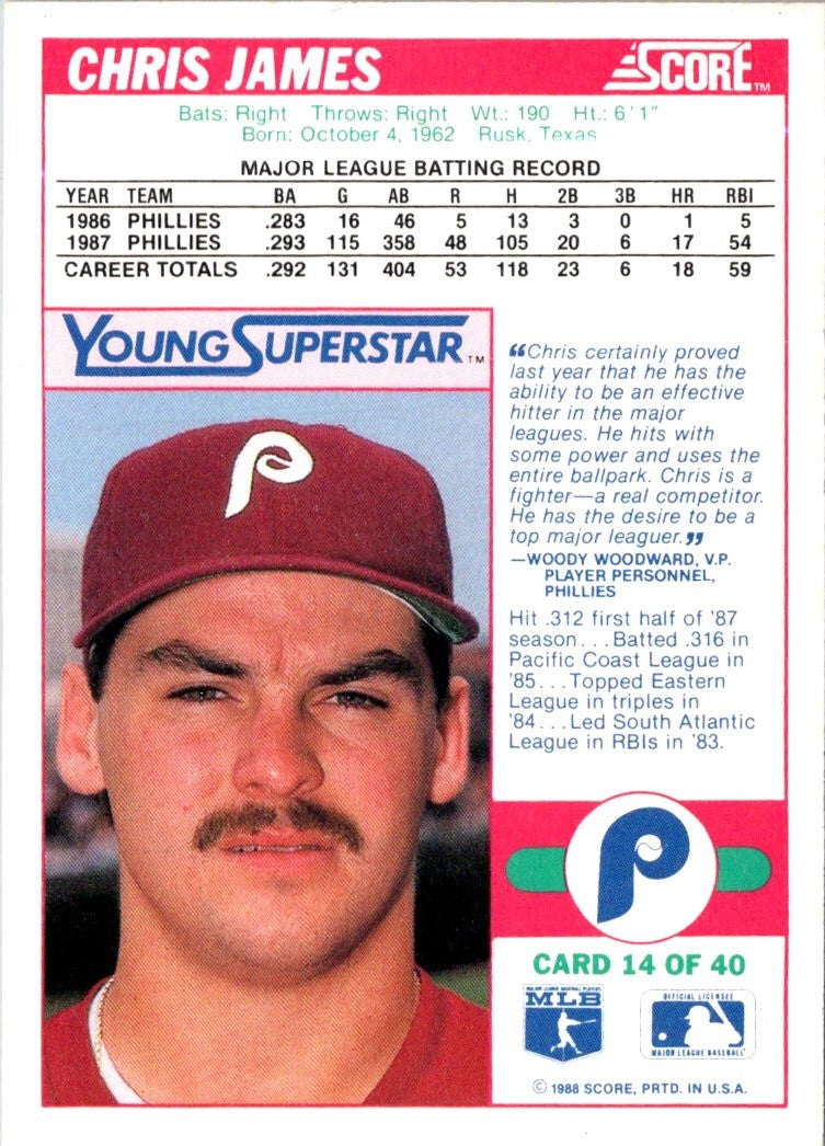 1988 Score Young Superstars I Chris James