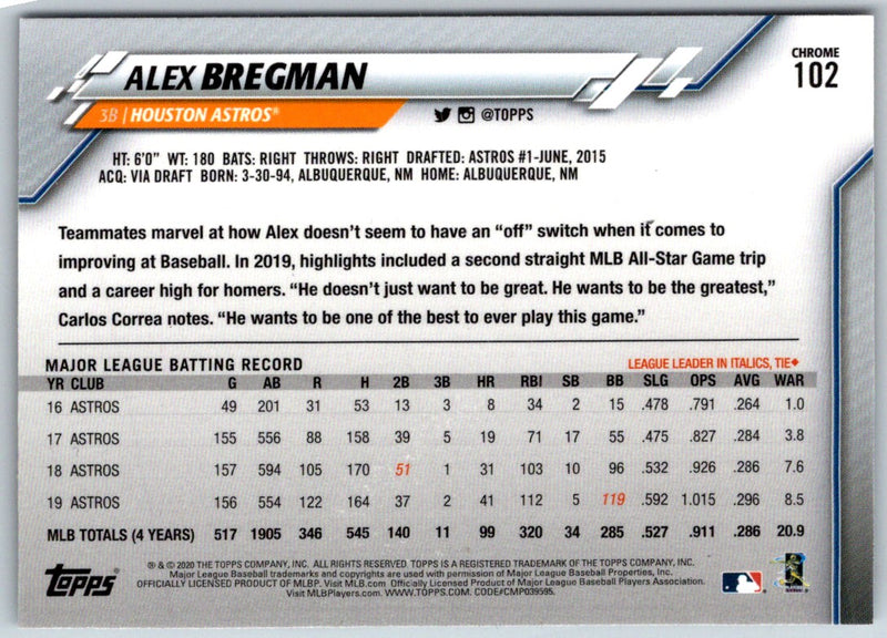 2020 Topps Chrome Alex Bregman