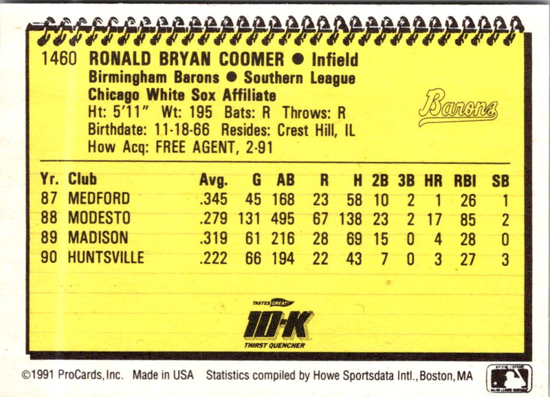 1991 ProCards Ron Coomer