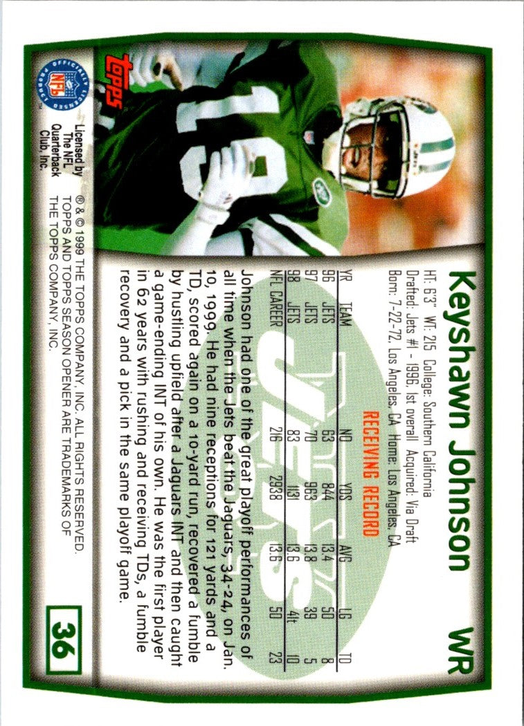 1999 Topps Season Opener Keyshawn Johnson