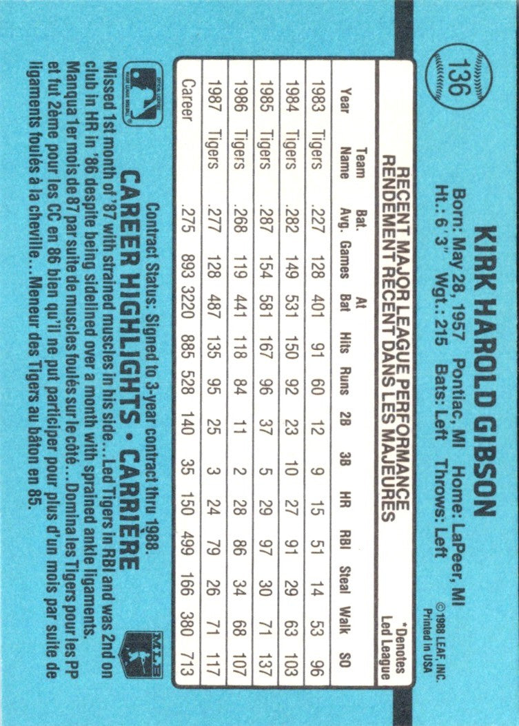 1988 Leaf Kirk Gibson