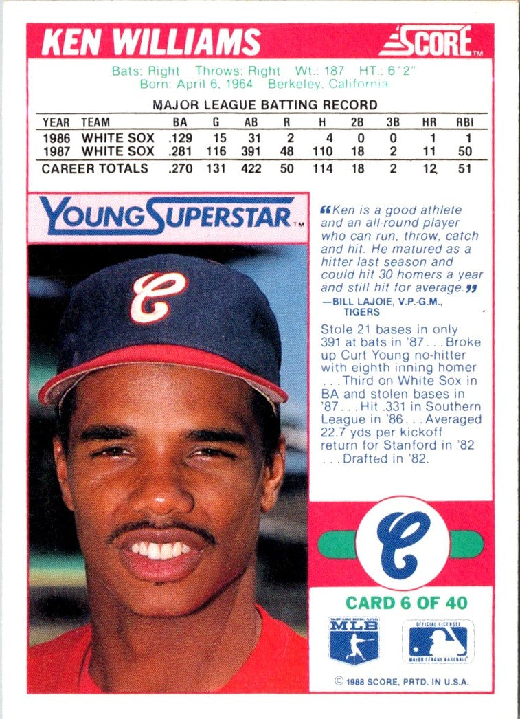 1988 Score Young Superstars I Ken Williams