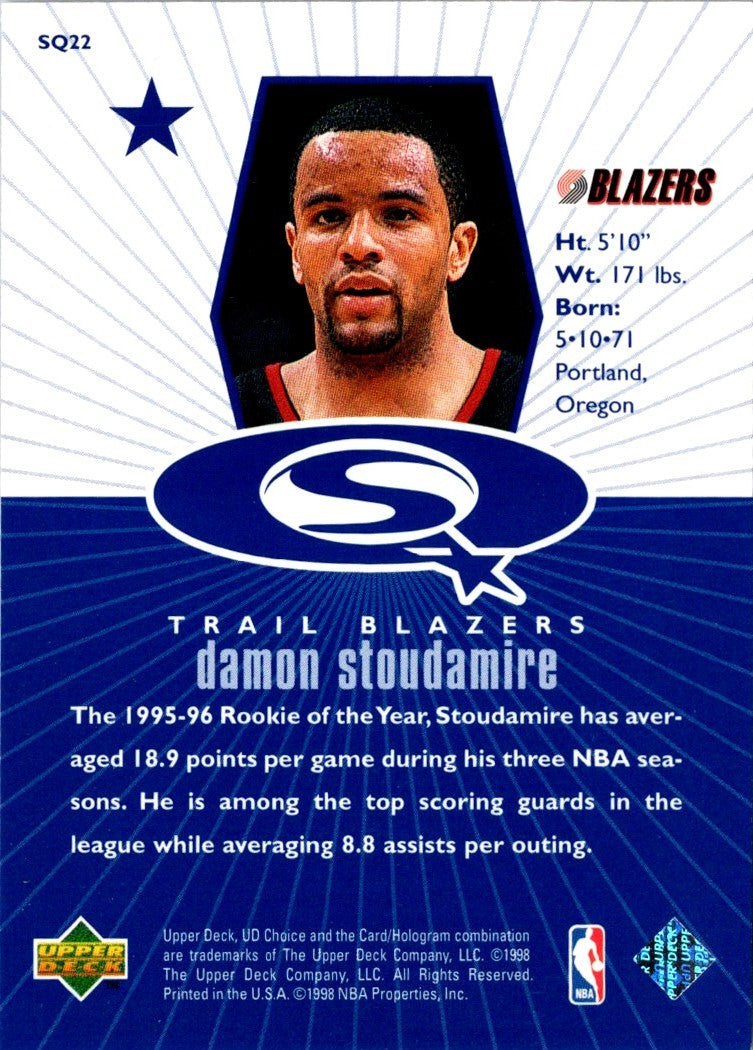 1998 UD Choice StarQuest Green Damon Stoudamire