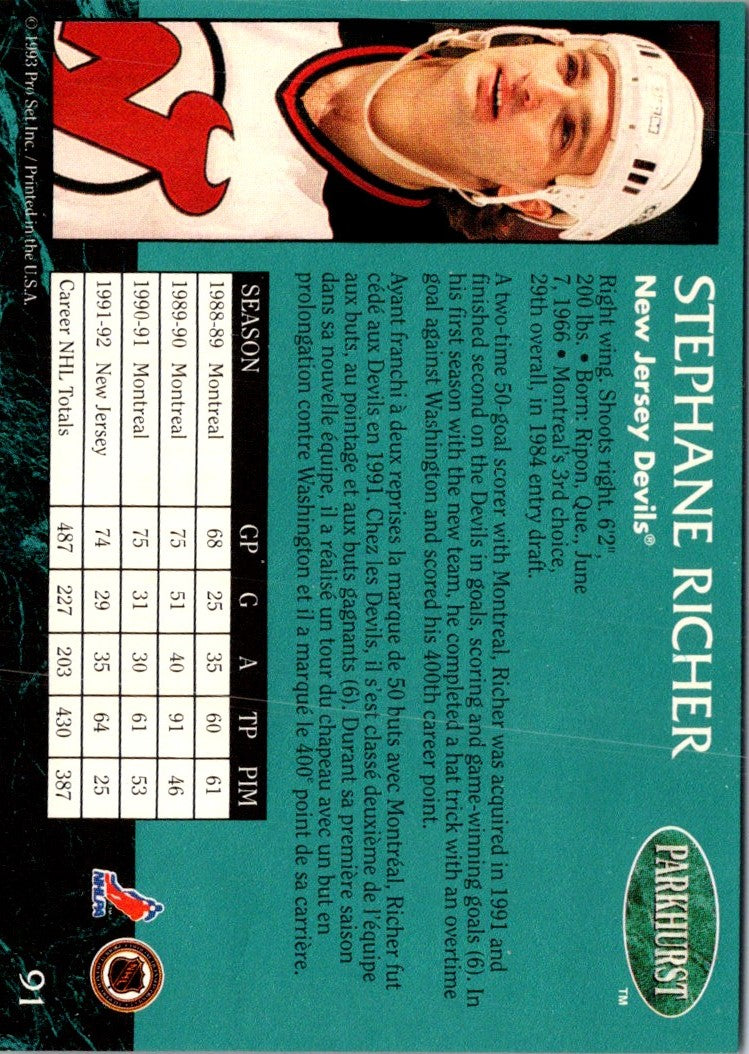 1992 Parkhurst Stephane Richer