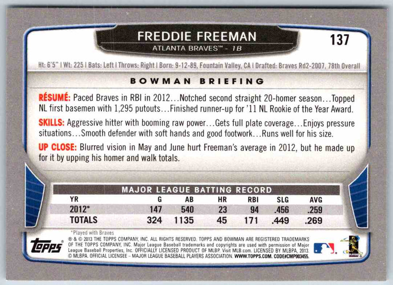 2014 Bowman Freddie Freeman