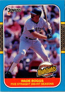 1987 Donruss Highlights Wade Boggs