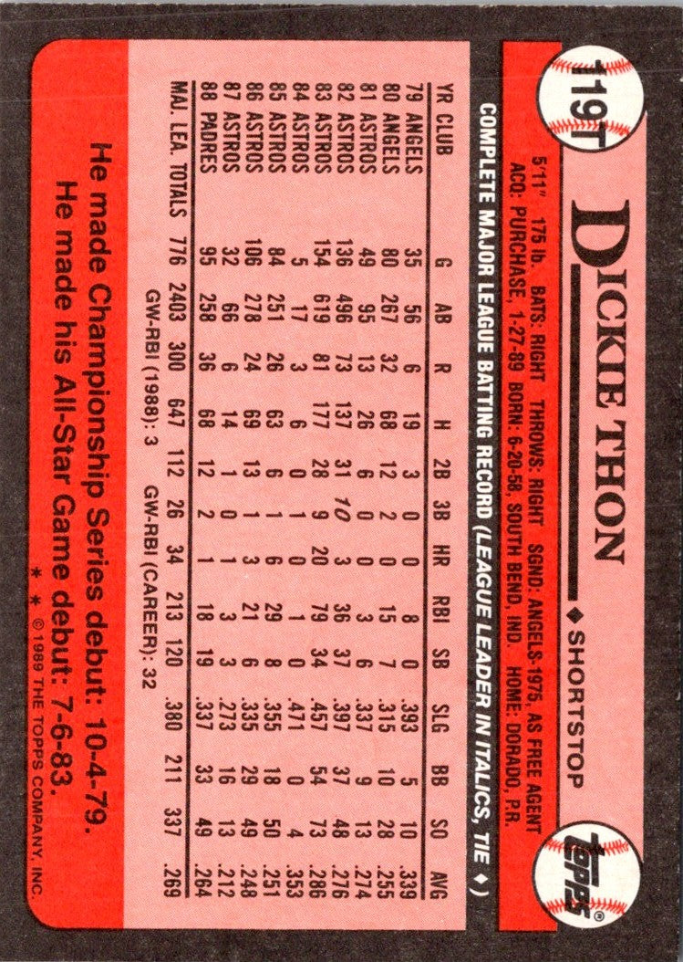 1989 Topps Traded Dickie Thon