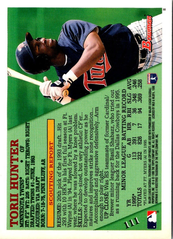 1996 Bowman Torii Hunter #111