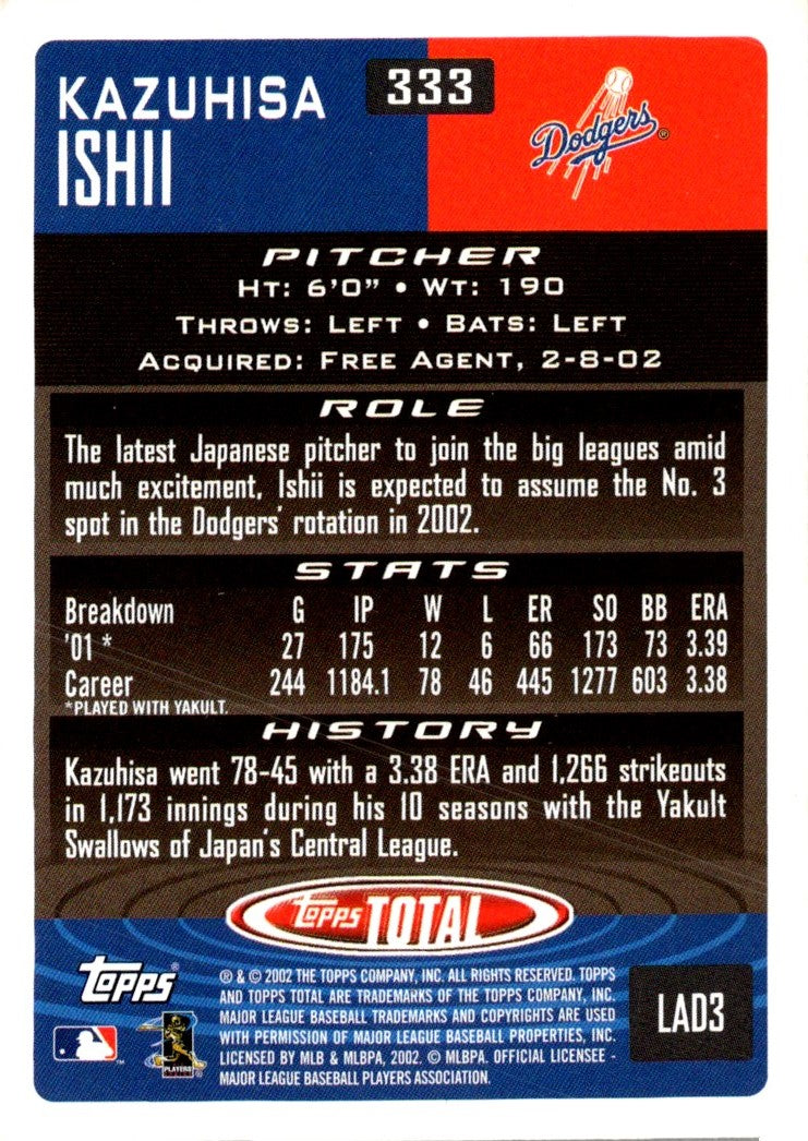 2002 Topps Total Kazuhisa Ishii