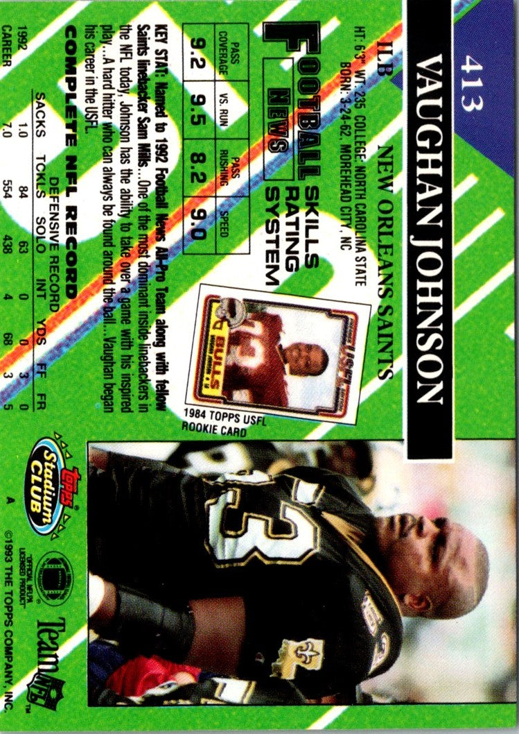1993 Stadium Club Super Teams Bowl Vaughan Johnson