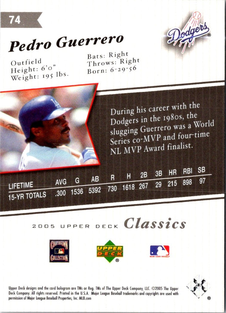 2005 Upper Deck Classics Pedro Guerrero