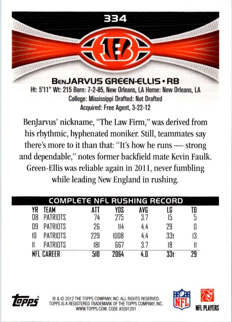 2012 Topps BenJarvus Green-Ellis