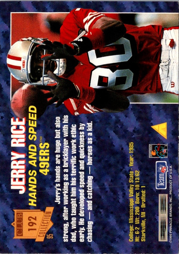 1995 Pinnacle Club Collection Jerry Rice