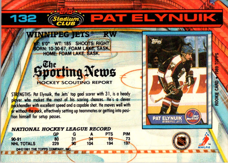 1991 Stadium Club Pat Elynuik