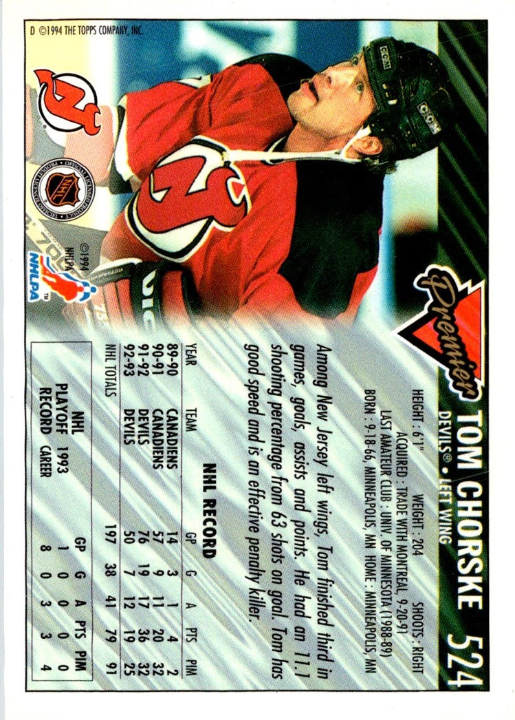 1993 Topps Premier Tom Chorske