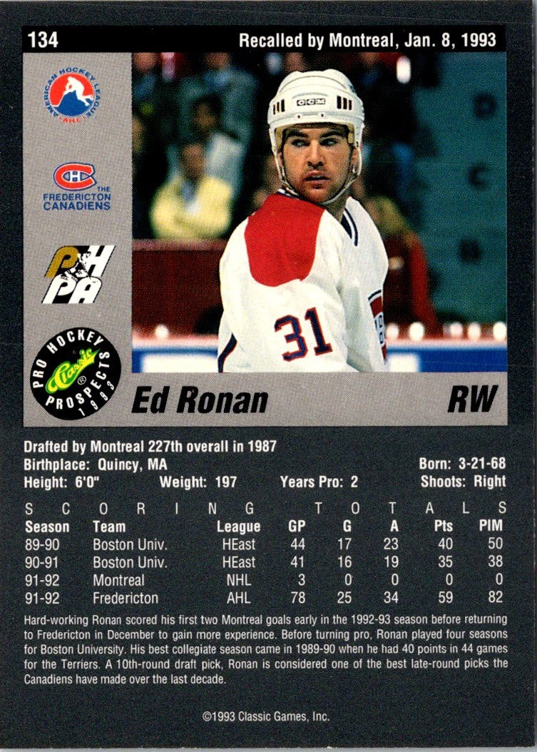 1993 Classic Pro Prospects Ed Ronan