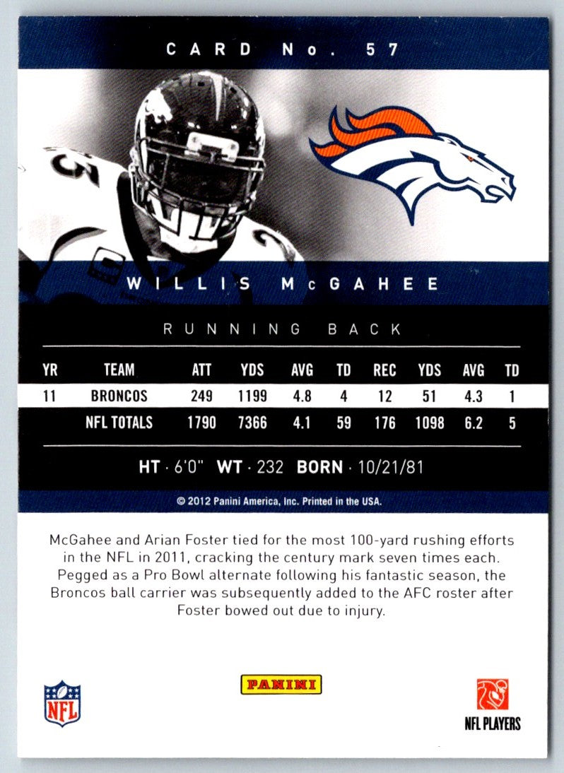 2012 Panini Prestige Willis McGahee