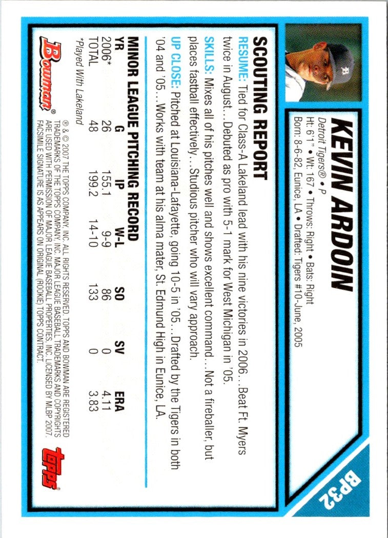 2007 Bowman Prospects Kevin Ardoin