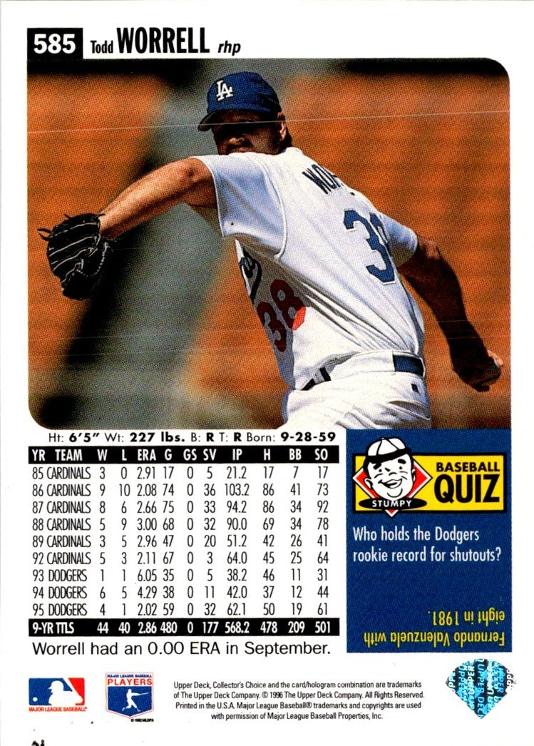 1996 Collector's Choice Silver Signature Todd Worrell