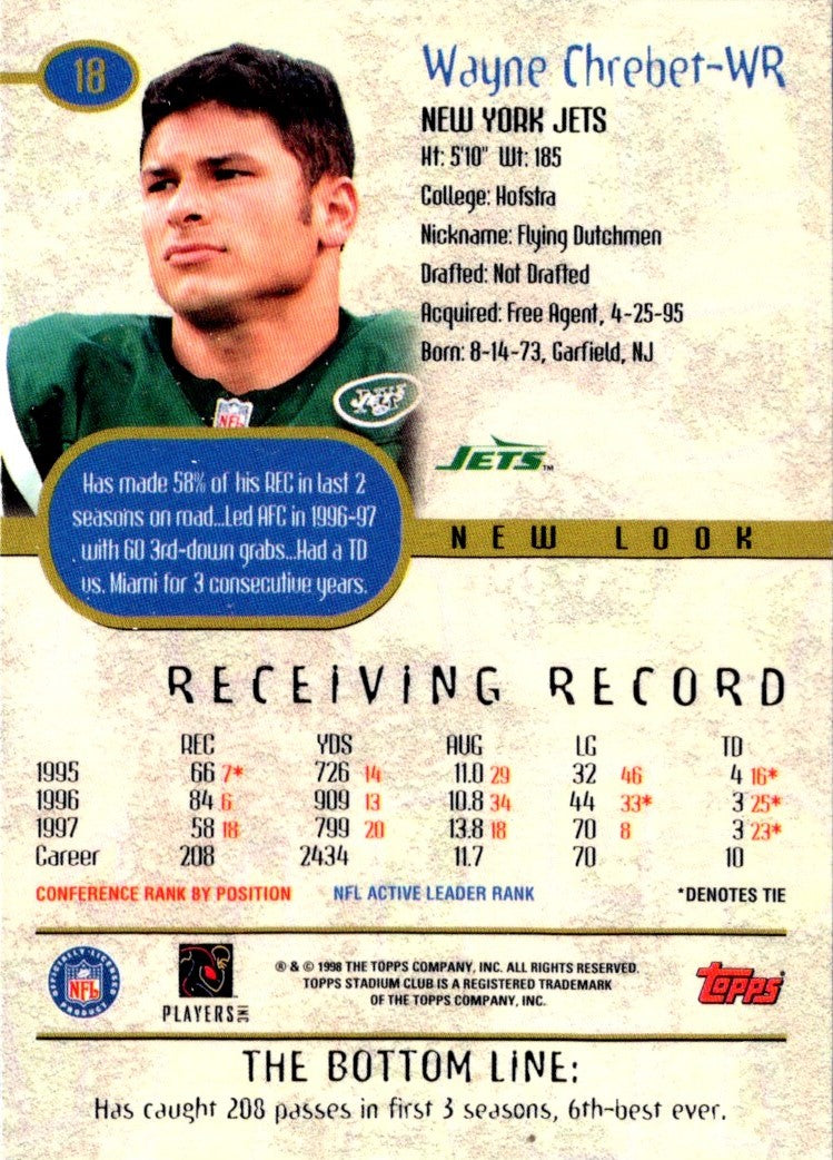 1998 Stadium Club Wayne Chrebet