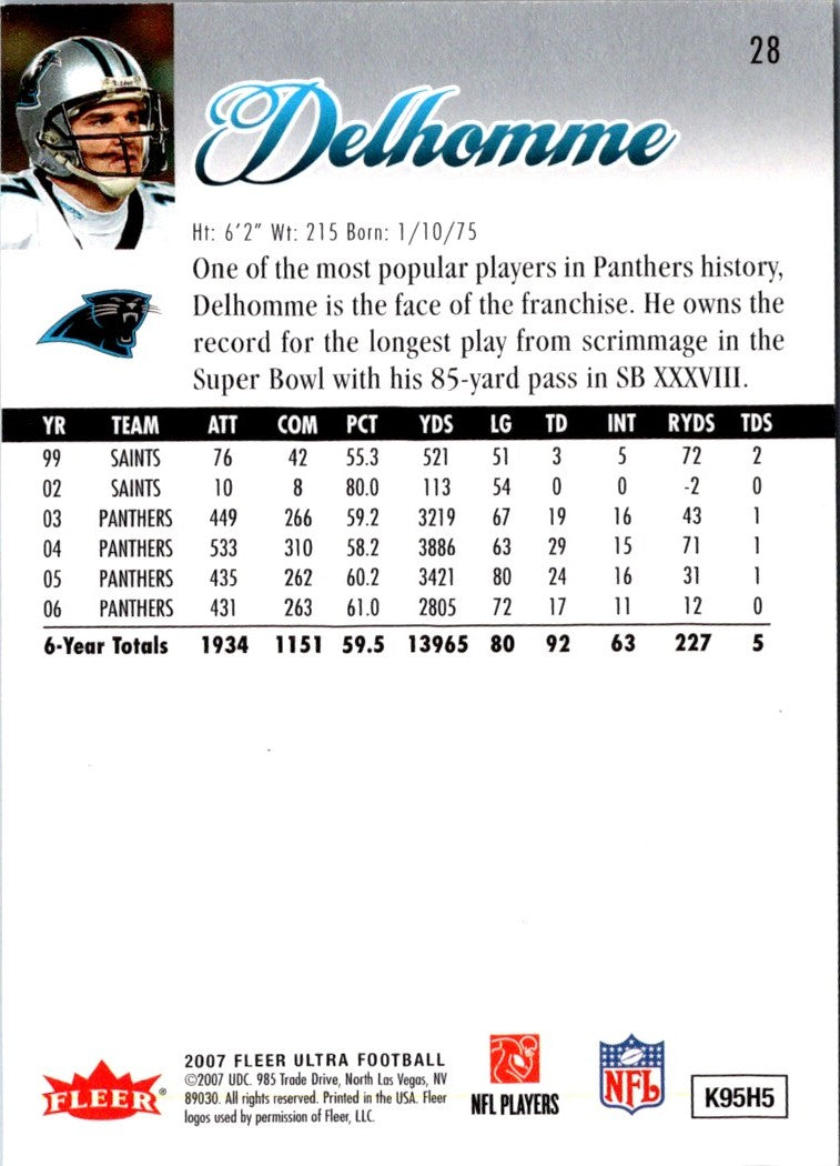 2007 Donruss Gridiron Gear Jake Delhomme