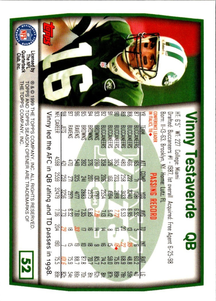 1999 Topps Season Opener Vinny Testaverde