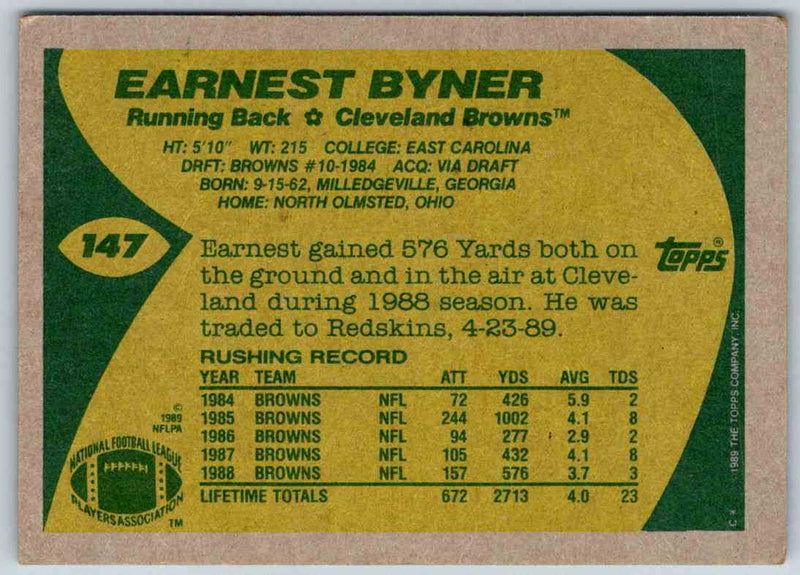 1989 Topps Earnest Byner