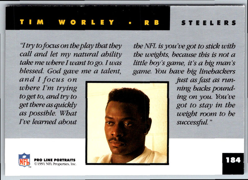 1991 Pro Line Portraits Tim Worley