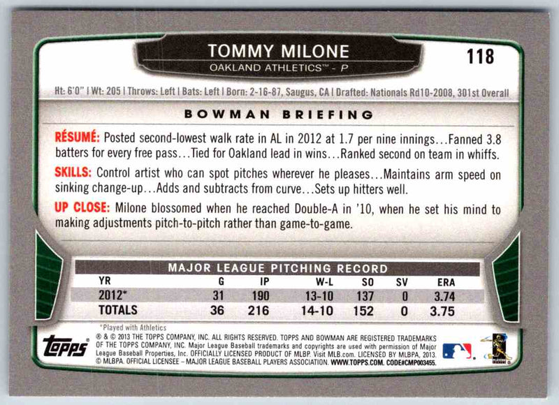 2014 Bowman Tommy Milone