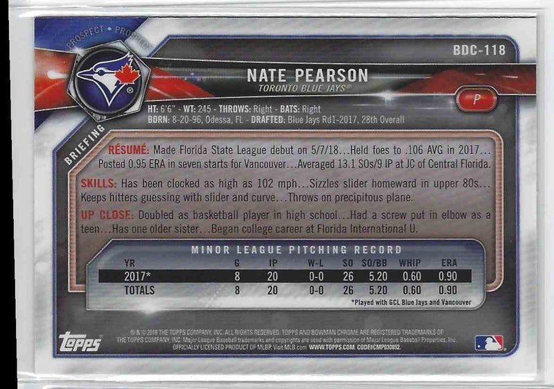 2018 Bowman Chrome Nate Pearson Hot!