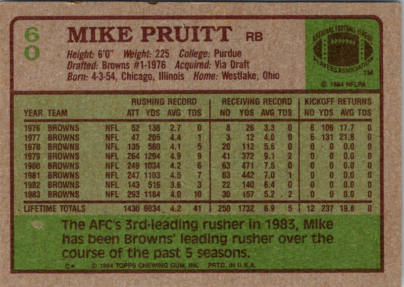 1984 Topps Mike Pruitt