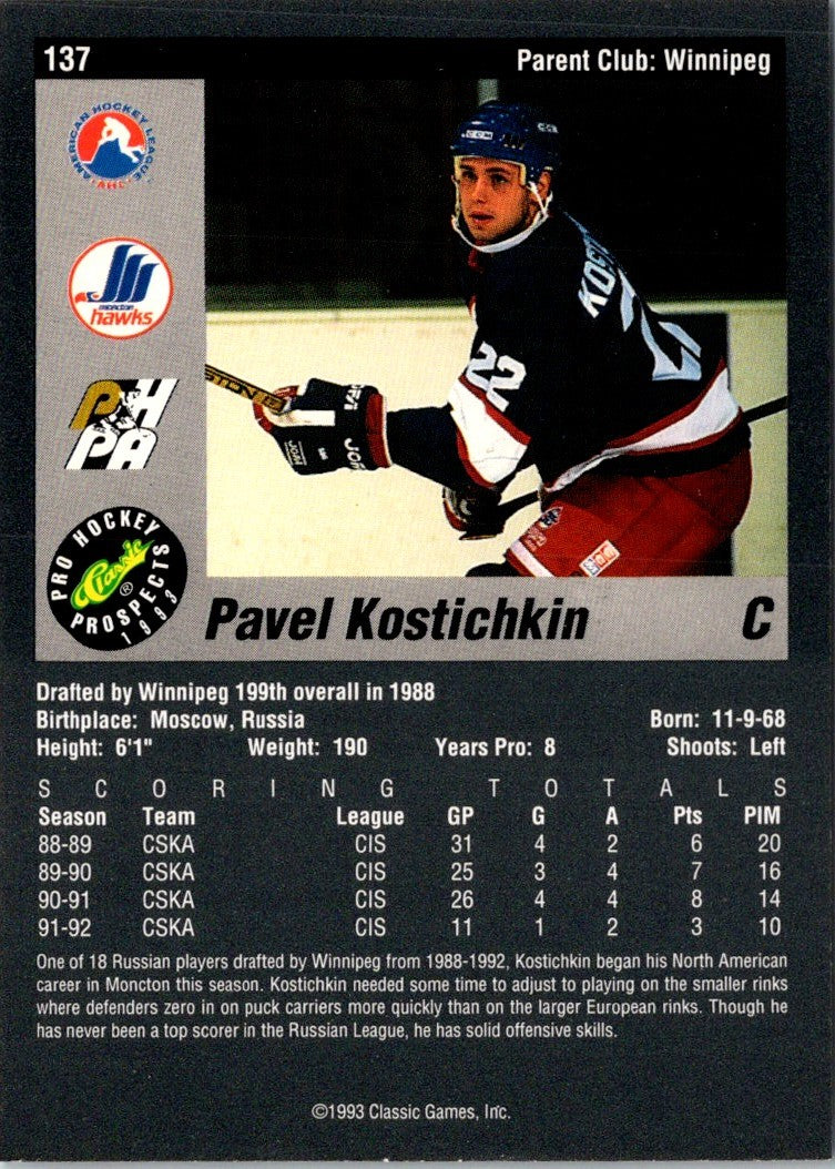 1993 Classic Pro Prospects Pavel Kostichkin