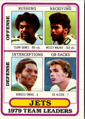 1980 Topps Clark Gaines/Wesley Walker/Burgess Owens/Joe Klecko #507