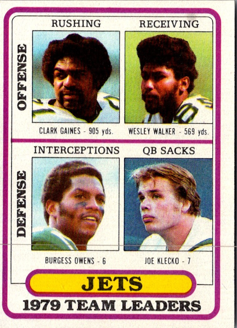 1980 Topps Clark Gaines/Wesley Walker/Burgess Owens/Joe Klecko