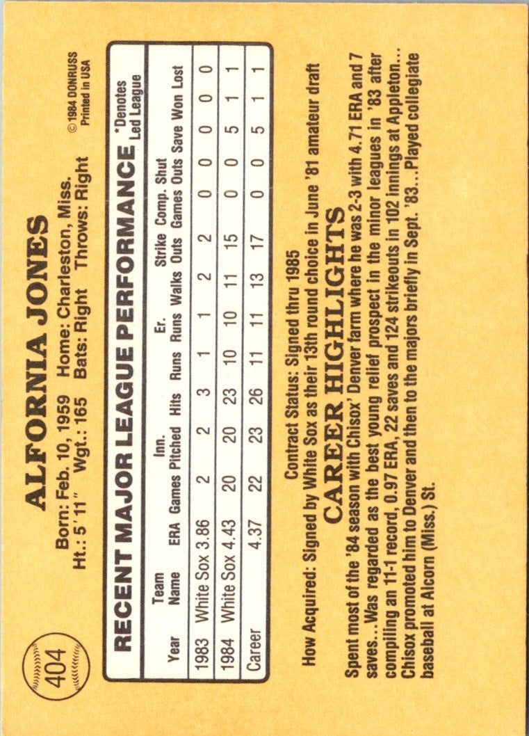 1985 Donruss Al Jones