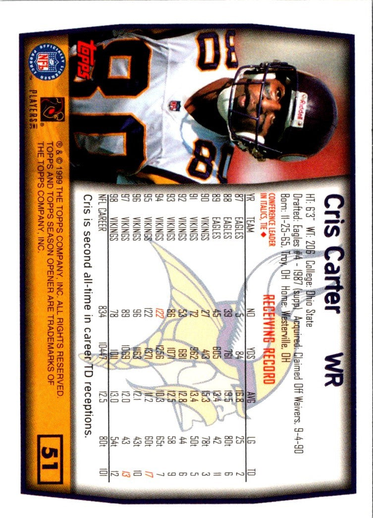 1999 Topps Season Opener Cris Carter