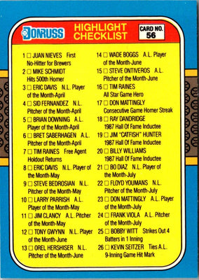 1987 Donruss Highlights Checklist 1-56 #56