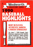 1991 Topps Woolworth Baseball Highlights Bert Blyleven #7