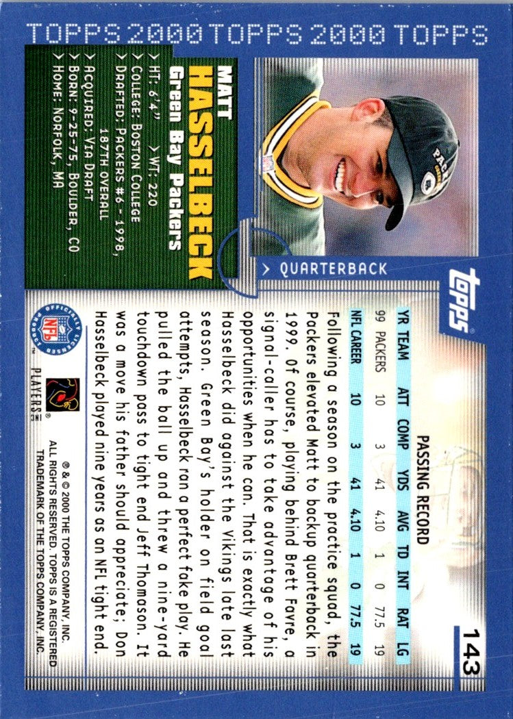 2000 Topps Matt Hasselbeck