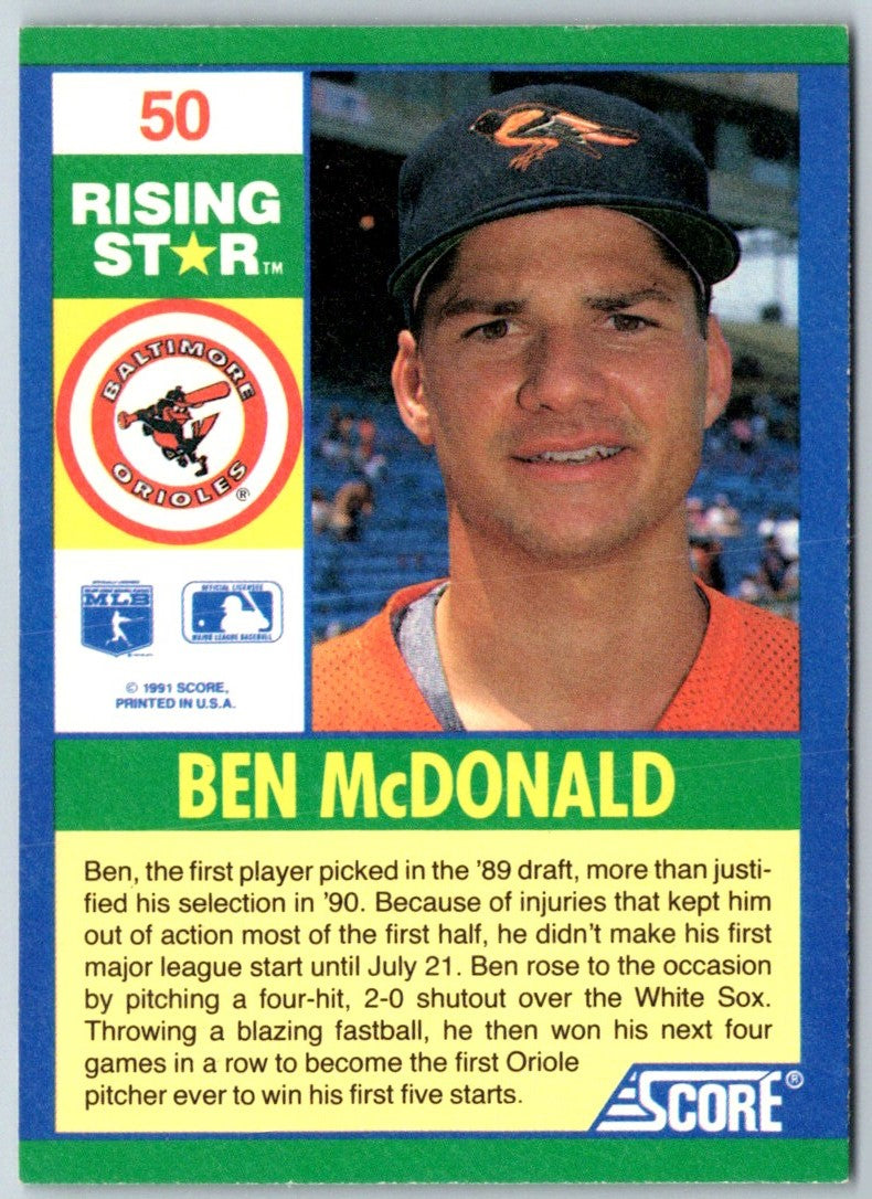 1991 Score 100 Rising Stars Ben McDonald