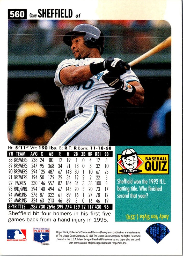 1996 Collector's Choice Silver Signature Gary Sheffield