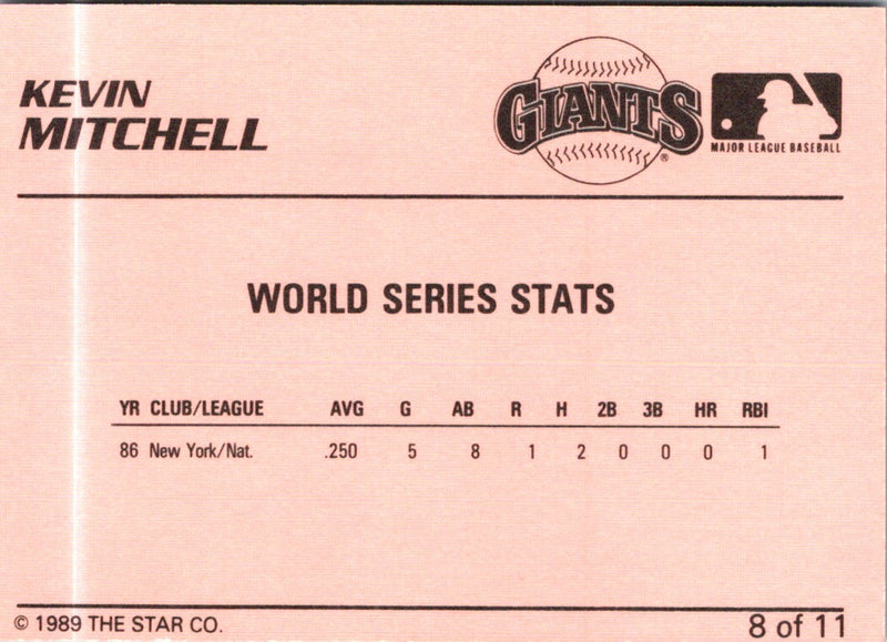 1989 Star Kevin Mitchell / Will Clark Kevin Mitchell