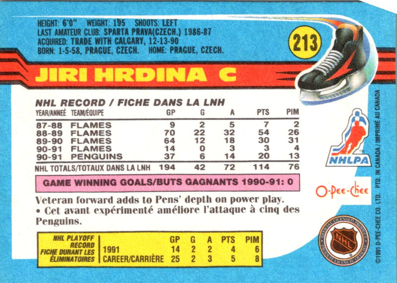 1991 O-Pee-Chee Jiri Hrdina