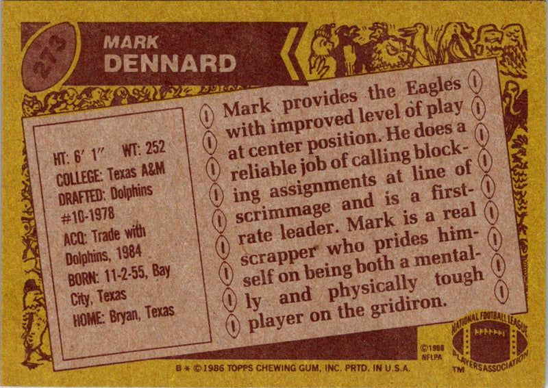 1986 Topps Mark Dennard